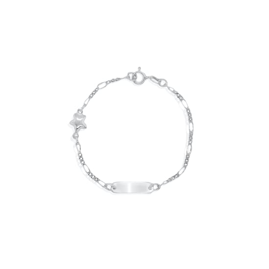 Sterling Silver ID Bracelet Figaro Baby With Star (IDB-B-11)