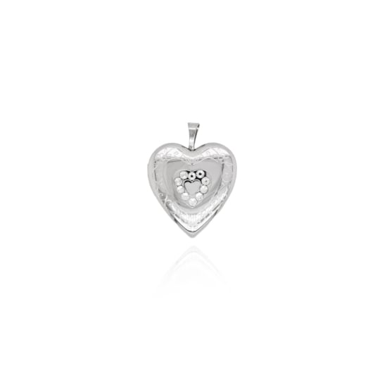 Sterling Silver Engraved Locket with Mini CZ Heart (LOC-HE-1064)