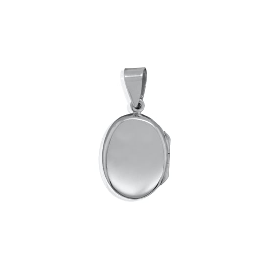Sterling Silver Rhodium Plated 20mm Plain Oval Locket (LOC-OP-1084-RH)
