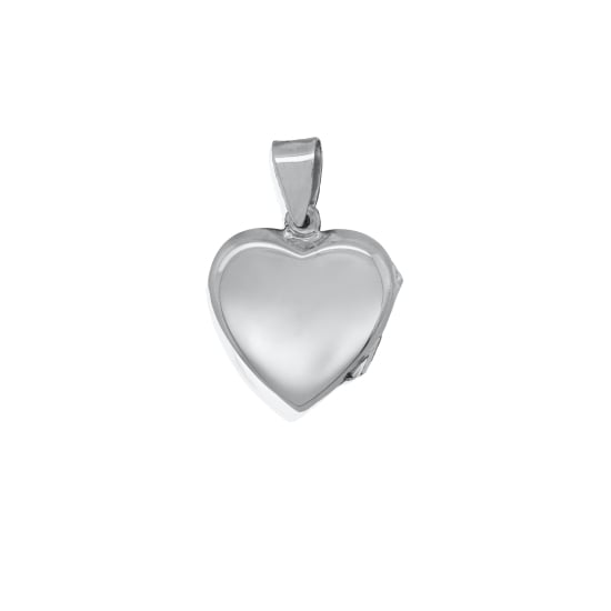 Sterling Silver Rhodium Plated 20mm Plain Heart Locket (LOC-PH-1074-RH)