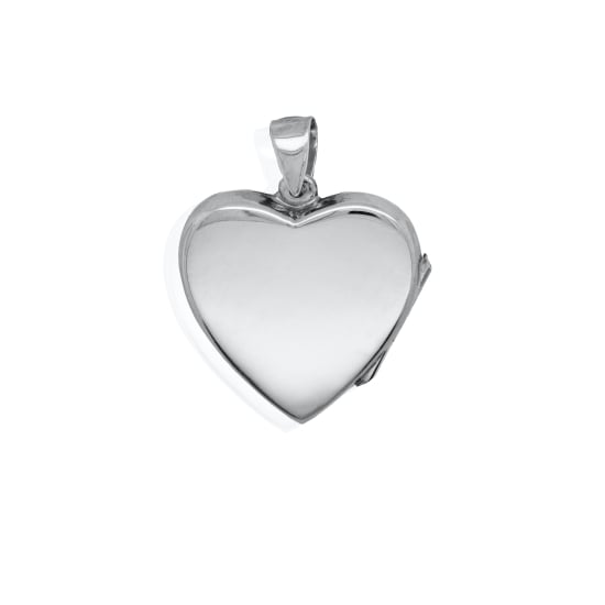 Sterling Silver Rhodium Plated 26mm Plain Heart Locket (LOC-PH-1075-RH)