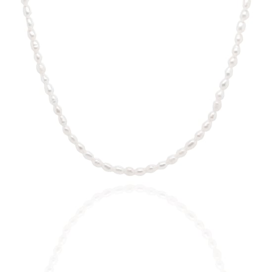 Sterling Silver Gold Vermeil Freshwater Pearl Necklace (N-1595)