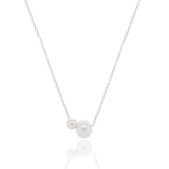 Sterling Silver Toi Et Moi Freshwater Pearl Necklace (N-1639)