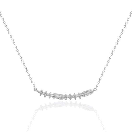 Sterling Silver CZ Morse Code ILU Necklace (N-1641)