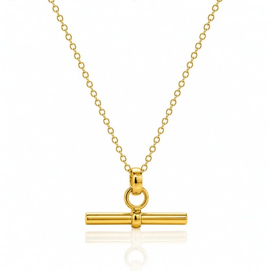 Sterling Silver Gold Vermeil T-Bar Necklace (N-1644)