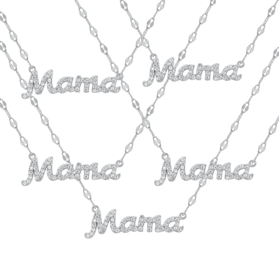 Mother's Day: Sterling Silver CZ Pave MAMA Necklace (Pack of 5) (N-1649-PACK)