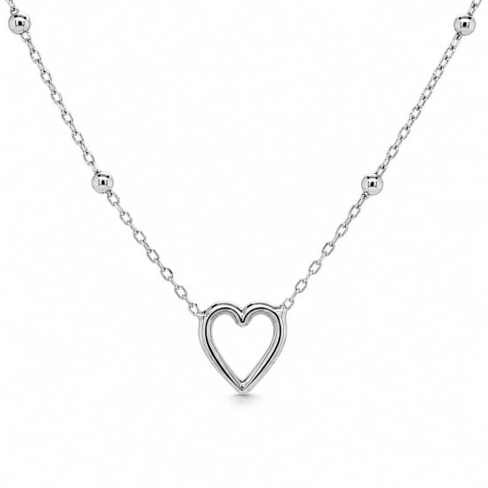 Sterling Silver Cutout Heart Necklace (N-1650)