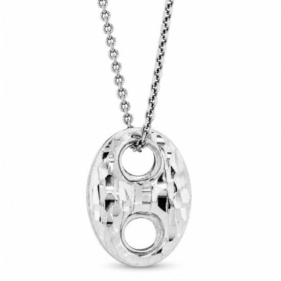 Sterling Silver Diamond Cut Puffed Mariner Necklace (N-1651)