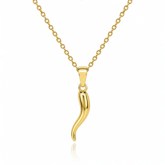 Sterling Silver Gold Vermeil Chilli Horn Necklace (N-1654-G)