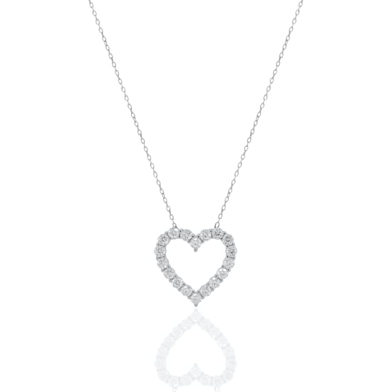 Sterling Silver Rhodium Plated Lab Diamond TCW 1ct Heart Necklace (N-LGD-1002)