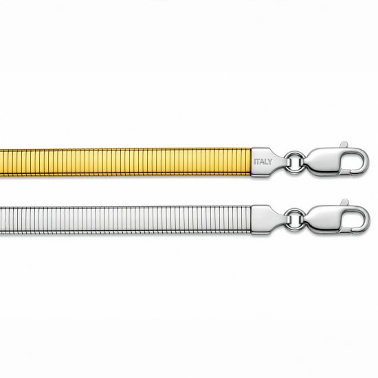 Sterling Silver and Gold Vermeil Fancy Chain Omega Two-tone 02 2mm (OMEGA-TT6)
