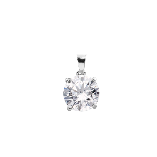 Sterling Silver 10mm Circle CZ Pendant (P-1102-10)