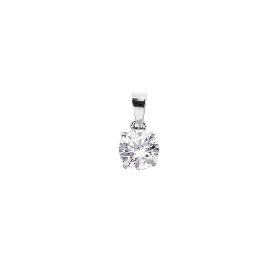 Sterling Silver 5mm Circle CZ Pendant (P-1102-5)
