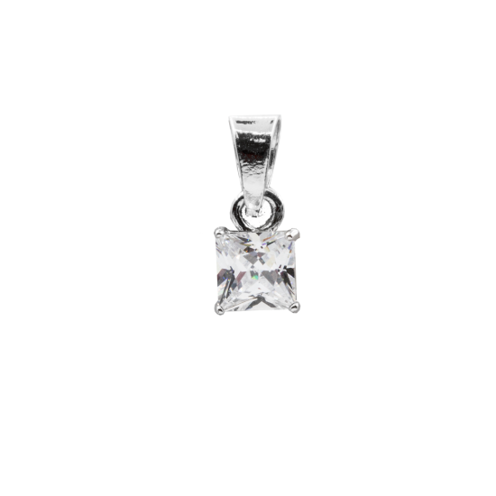 Sterling Silver 6mm Square CZ Pendant (P-1103-6)