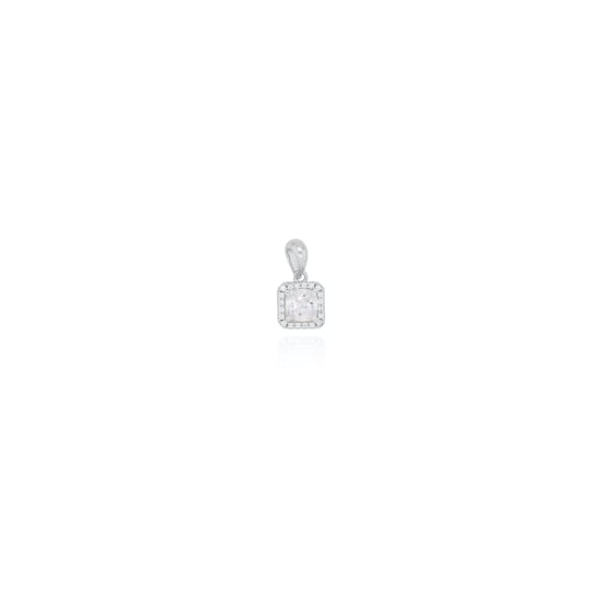 Sterling Silver Square CZ Halo Pendant (P-1412)