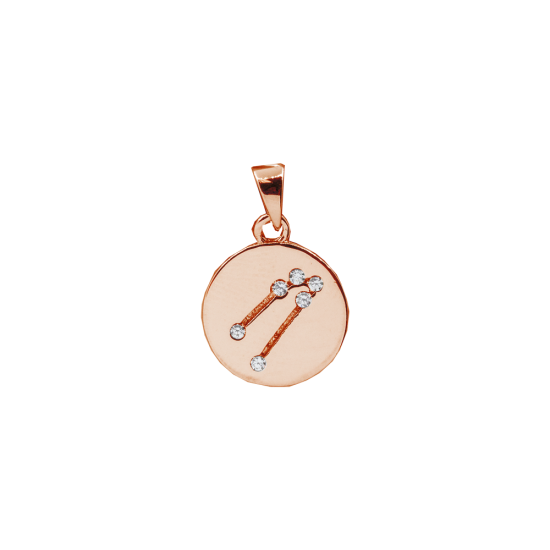 Sterling Silver CZ Taurus Zodiac Sign Pendant (P-1419-TAU)