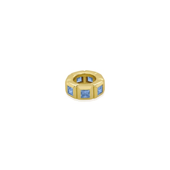 Sterling Silver Gold Vermeil CZ Birthstone Spacer Charm (P-1519)