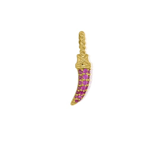 Sterling Silver Gold Vermeil CZ Pave Good Luck Horn Pendant(P-1520-G)