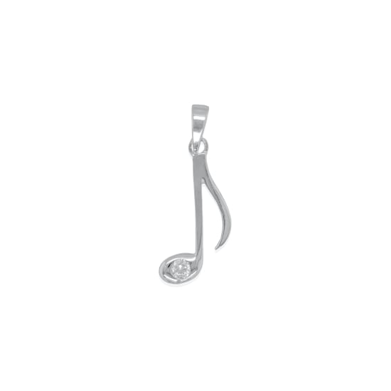 Sterling Silver CZ Music Note Pendant (P-1522-SS)