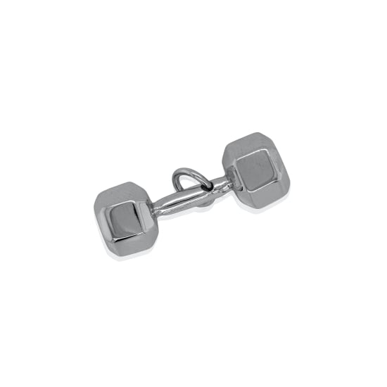 Sterling Silver Rhodium Plated Dumbbell Pendant (P-1523-RH)