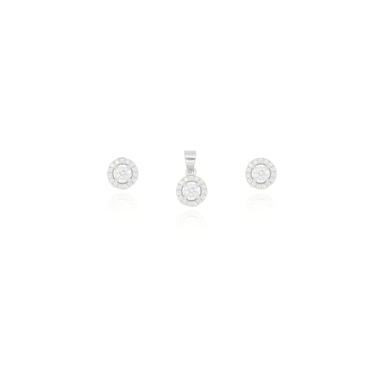 Sterling Silver CZ Round Pendant Set (PS-1050)