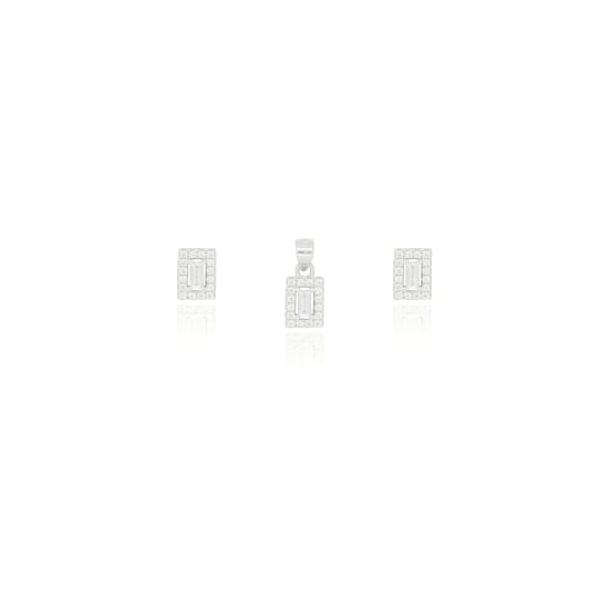 Sterling Silver CZ Rectangle Pendant Set (PS-1051)