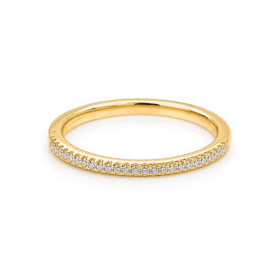 Sterling Silver Gold Vermeil CZ Stackable Ring (R-1078-G)