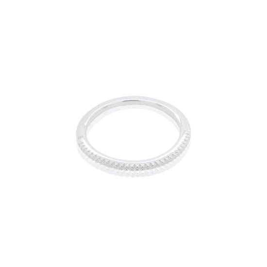 Sterling Silver Rhodium Plated CZ Stackable Ring (R-1078)