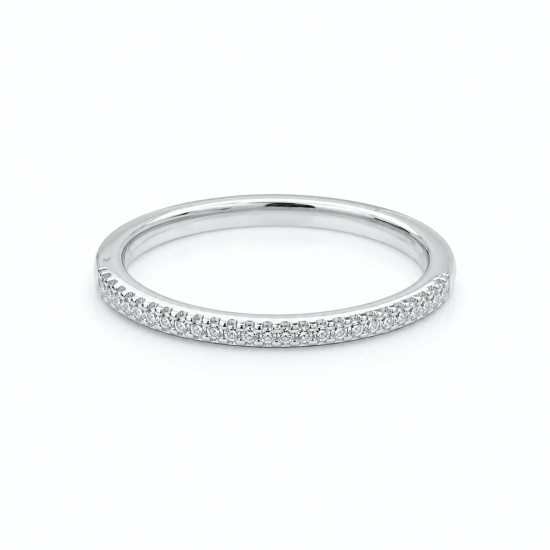 Sterling Silver Rhodium Plated CZ Stackable Ring (R-1078)