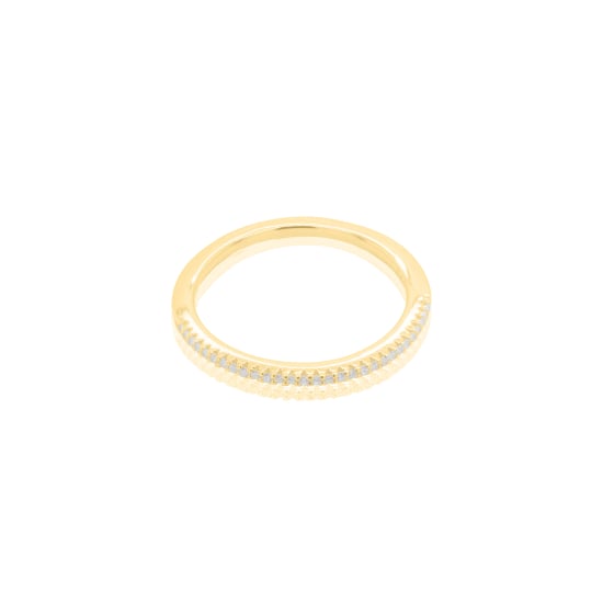 Sterling Silver Gold Vermeil CZ Stackable Ring (R-1078-G)