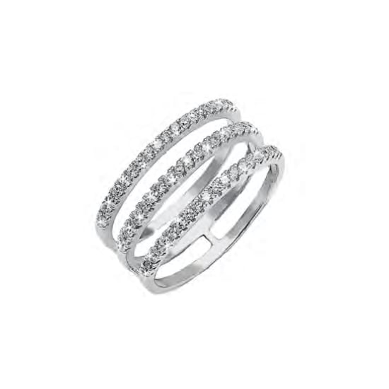 Sterling Silver Assorted Three Row CZ Ring (R-1207)