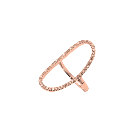 Sterling Silver Rosegold Vermeil CZ Long Oval Ring (R-1215-R)