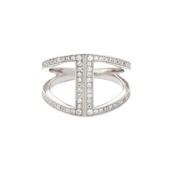Sterling Silver CZ Double Frame Ring (R-1324)