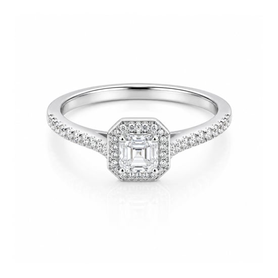  Sterling Silver Rhodium Plated CZ Halo Ring (R-1340)
