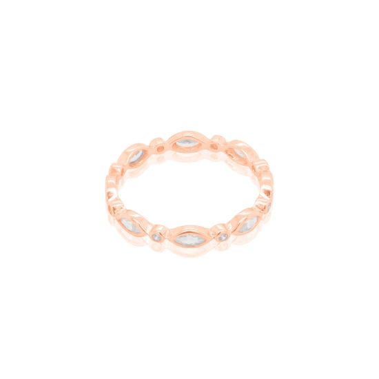 Sterling Silver Rosegold Vermeil CZ Round and Marquis Cut Band Ring (R-1494-R)