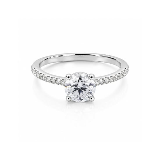 Sterling Silver CZ Border round Stone ring (R-1514)