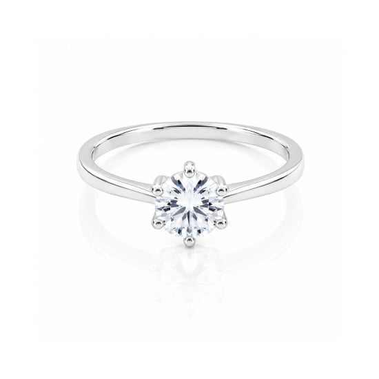 Sterling Silver CZ Traditional 6 Prong Ring (R-1515)