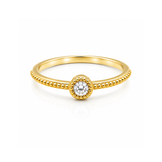 Sterling Silver Gold Vermeil CZ Dotted Ring (R-1549-G)