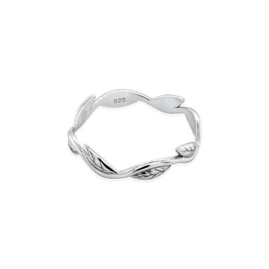 Sterling Silver Rhodium Plated Leaf and Vine Ring (R-1656-RH)