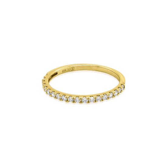 Sterling Silver Gold Vermeil Lab Diamond TCW 0.29ct Half Eternity Band Ring (R-LGD-1001-G)
