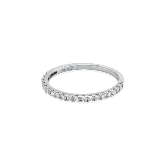 Sterling Silver Rhodium Plated Lab Diamond TCW 0.29ct Half Eternity Band Ring (R-LGD-1001-RH)