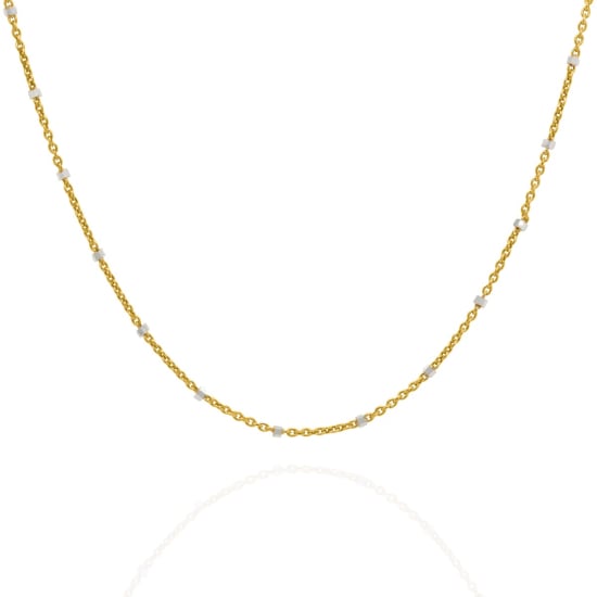 Sterling Silver Gold Vermeil Fancy Rolo Chain Single Bead 1.4mm (ROLO-30-2C-G)