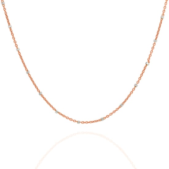 Sterling Silver Rosegold Vermeil Fancy Assorted Ball and Bar Chain (ROLO-30-2C-R) 1.4mm