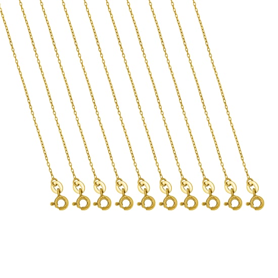 Sterling Silver Gold Vermeil Rolo Fancy Chains 10 Pack of 1mm (ROLO10-G-PACK)