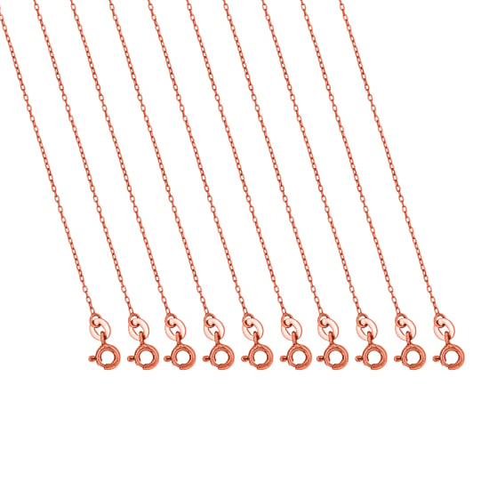 Sterling Silver Rosegold Vermeil Rolo Fancy Chains 10 Pack of 1mm (ROLO10-R-PACK)