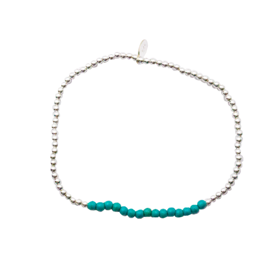 Sterling Silver Turquoise Ball Stretch Bracelet (SB-1012-B)