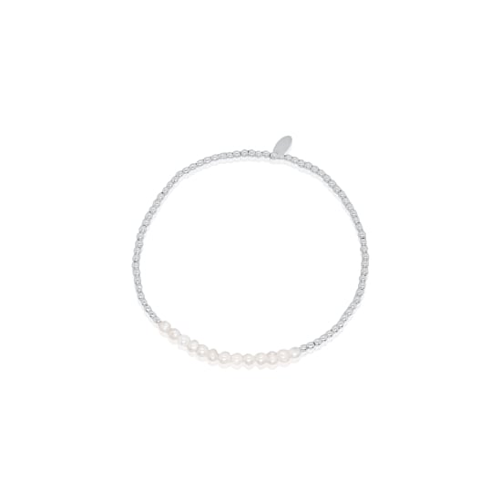 Sterling Silver Freshwater Pearl Ball Stretch Bracelet (SB-1015)