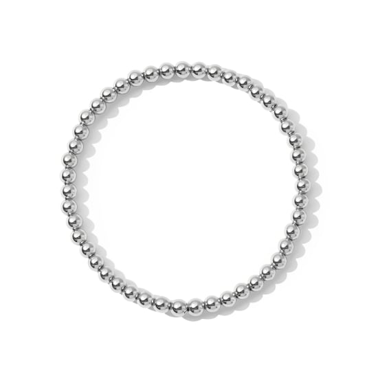 Sterling Silver Plain Ball Stretch Bracelet (4mm) (SB-1018)