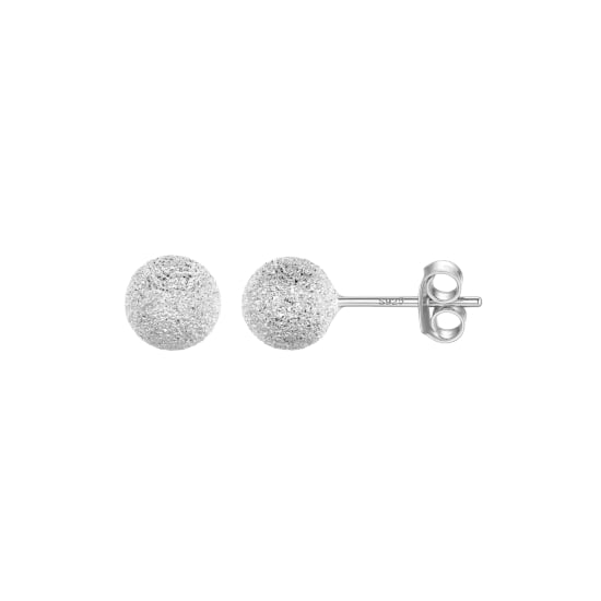 Sterling Silver Ball 8mm Stud Earrings Sandblasted Silver Colour (ST-1001)