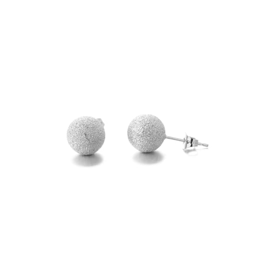 Sterling Silver Ball ~10mm Stud Earrings Sandblasted (ST-1002)